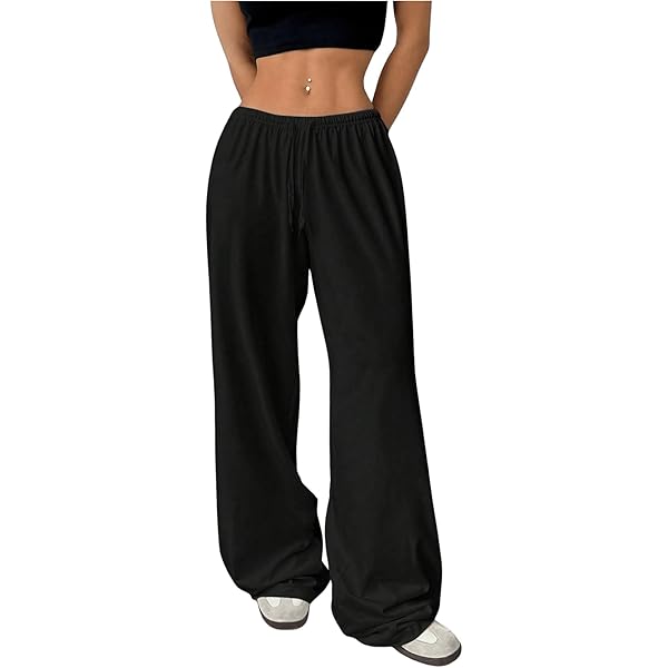 Amazon.com: WDIRARA Women's Rhinestone Drawstring Waist Wide Leg